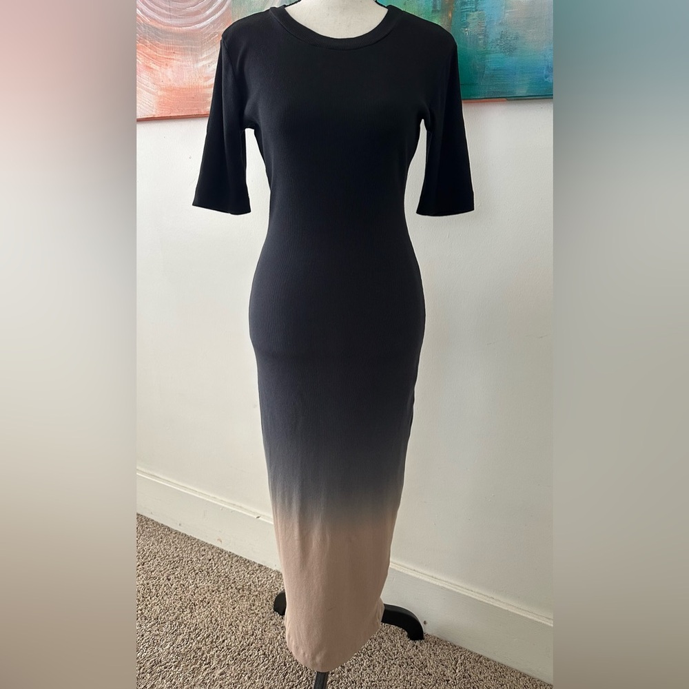 Young Fabulous And Broke YFB NWT Ombré Midi Black To Tan Keyhole Back Slit Small